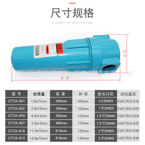 Filtre à air de précision C/T/A-004 efficace pour les sécheurs frigorifiques, élimine l'eau et l'huile - Vente en gros - Product Image 4
