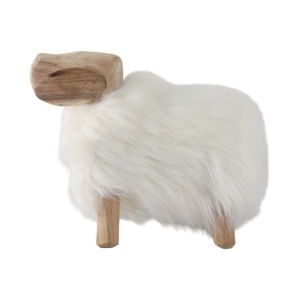 Statuetta di pecora in legno con decorazioni in pelliccia sintetica per la casa, soggiorno, ufficio, mensola, tavolino da caffè, ornamento - Product Image 4