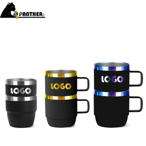 Taza de Té Pequeña con Recubrimiento Electrolítico de 4oz 6oz 10oz, Taza de Café Personalizable, Taza Aislada al Vacío Reutilizable de Acero Inoxidable Negro Mate - Product Image 1