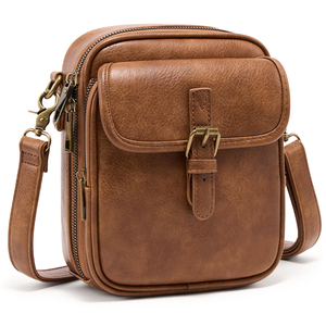 2025 nuevo bolso cruzado de diseño de moda Vintage para mujer hecho de cuero PU con cierre de cremallera logotipo personalizado impermeable y ligero - Product Image 1