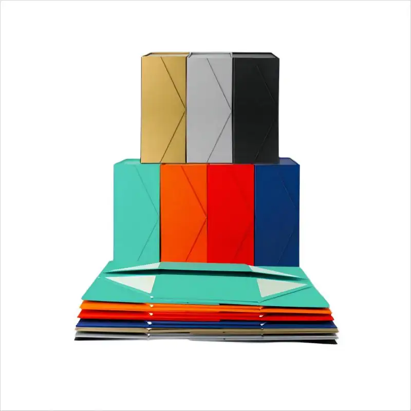 Caja de papel de cartón en forma de V grande de alta calidad más popular de México, caja de regalo elegante con cinta de impresión láser reciclable con logotipo personalizado