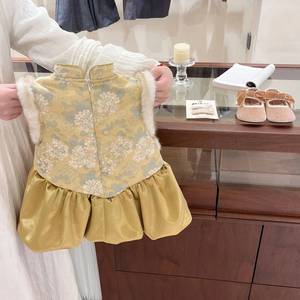 Tongxingyuan Baby Girls Chinese Style Vest Dress Winter New Year Outfit Traditional Clothing First Birthday Wear - Product Image 4
