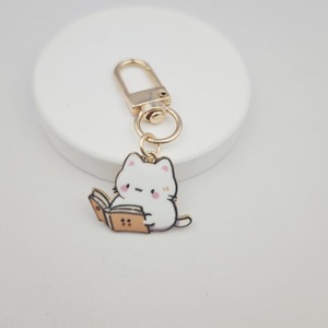Colgante de gato pintado de aleación de zinc, bonito dije de margarita, llavero con mosquetón, colgante de mascota rosa encantador y de moda, joyería. - Product Image 6