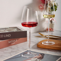 Verre à vin rouge en cristal sans plomb à bord incliné, pied long, ultra transparent, écologique, pour la maison, le bar, le restaurant, commandes en gros