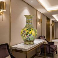 Vase en porcelaine émaillée de Jingdezhen, fait main, famille rose, en céramique, pour fleurs, décoration de hôtel, villa, maison, pièce maîtresse