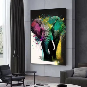 Graffiti moderne art éléphant toile murale art affiches et animal coloré <span class=keywords><strong>mural</strong></span> salon décoration de la maison peintures - Product Image 4