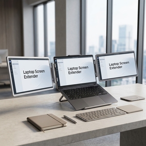 Station de travail portable 14 pouces avec écran multi-écrans 16:10 FHD IPS, fixation double écran pour <span class=keywords><strong>MacBook</strong></span> Pro avec support pliable - Product Image 1