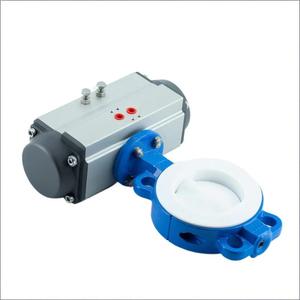 Vanne papillon pneumatique sur mesure en fonte usinée, gamme DN50-DN300, modèle D671F-16Q, à brides, avec revêtement fluoré - Product Image 3