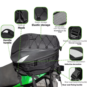 Toptan Özel Motosiklet Arka Çantası Büyük Kapasiteli Arka Koltuk Düzenleyici Çok Bölmeli Sürücü Sırt Çantası Yansıtıcı - Product Image 1