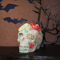 Ornement floral coloré mexicain en résine fait sur mesure pour la Journée des Morts, décoration d'Halloween pour la maison, vente chaude en Chine