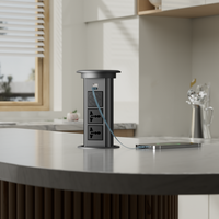 Prise escamotable intelligente IP44 10A en cuivre, 2 prises motorisées, chargeur sans fil pour îlot de cuisine, maison, bureau