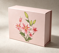 Boîte cadeau pliable artisanale, emballage floral réaliste, boîte cadeau rigide magnétique, boîte cadeau fleurie de luxe, boîte cadeau pliable en papier