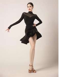 Novedoso y Popular <span class=keywords><strong>Traje</strong></span> de Baile Latino Negro con Falda y Mangas Largas <span class=keywords><strong>para</strong></span> Niñas, Transpirable <span class=keywords><strong>para</strong></span> Salón, Rumba, <span class=keywords><strong>Tango</strong></span> y Salsa, Disponible en Stock - Product Image 3