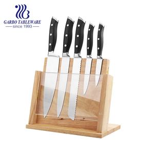 Juego de cuchillos de cocina <span class=keywords><strong>Garbo</strong></span> de 5 piezas con bloque de madera Juego de cuchillos de cubiertos de acero inoxidable YANGJIANG de alta calidad con mango negro - Product Image 1