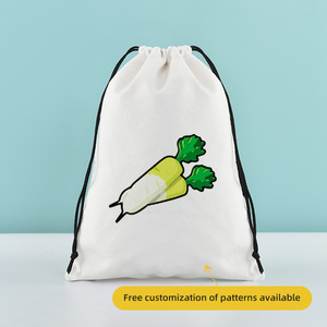 Eco-friendly Canvas <b>draw</b> cord Pocket Custom Printing logo Reusable Cotton and Linen <b>Storage</b> Bag Printing Pattern - Product Image 3