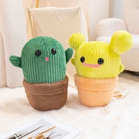 Peluche Cactus en Pot - Couleurs et Motifs Personnalisables, Cactus en Peluche Personnalisé avec Texture en Velours Côtelé pour Cadeaux d'Anniversaire