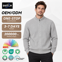 Maßgeschneiderte Herren-Strickjacke mit Reißverschluss, OEKO-TEX BSCI-zertifiziert, Stehkragen, vertikaler Rippstrick, für Herbst und Winter