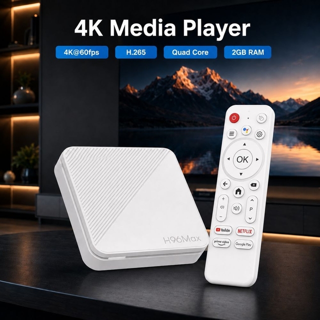 802.11n 2.4GHz Android14 TV Box Allwinner H313 2GB 16GB 4K Video Decoder Quad Core USB 2.0 LAN HD Player