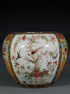 Jarrón <span class=keywords><strong>de</strong></span> Peces/Jardinera/Maceta <span class=keywords><strong>de</strong></span> <span class=keywords><strong>Porcelana</strong></span> <span class=keywords><strong>China</strong></span> Famille Rose, Maceta <span class=keywords><strong>de</strong></span> Cerámica con Paneles <span class=keywords><strong>de</strong></span> Rosas Pintadas a Mano, <span class=keywords><strong>Canton</strong></span>/Medallón <span class=keywords><strong>de</strong></span> Rosas - Product Image 3