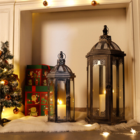 Lanterne à bougie grise rétro personnalisable Lanterne de Noël métallique décorative intérieure et extérieure Lanterne marocaine coupe-vent