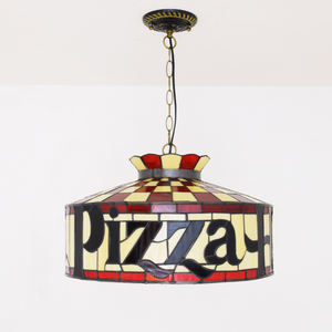 Lampada a Sospensione Stile Tiffany per Ristorante Pizza Duty Free, Illuminazione Retrò con Design in Vetro Colorato, Lampada a Sospensione Pizza Hut - Product Image 4