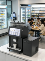 Machine à café automatique de bureau commerciale, équipement de distribution de café fraîchement préparé avec plusieurs choix de boissons