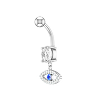 Lot de 10 Piercings de Nombril de Haute Qualité avec Pendentifs Œil, Mélange de 3 Couleurs, en Acier Inoxydable Doré, Bijoux de Piercing de Nombril, Zircon, Cadeau de Mariage