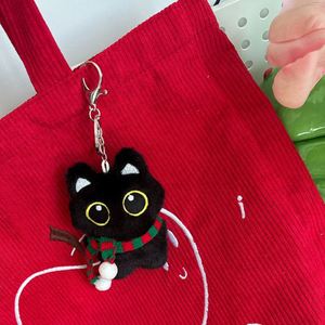 Wholesale Cute <b>Plush</b> Black <b>Cat</b> Keychain with Big Eyes Doll Pendant Bag Charm for Custom Gift Bulk Orders - Product Image 4