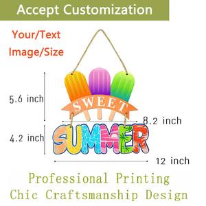 Letrero de bienvenida de verano para puerta principal, Letrero de madera 'Sweet Summer', Decoración de pared, Letrero colgante irregular con diseño de fresa, Para el porche del hogar - Product Image 2