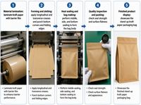 Sac en papier kraft pour aliments pour animaux de compagnie, refermable avec fermeture éclair, emballage autoportant, logo personnalisé