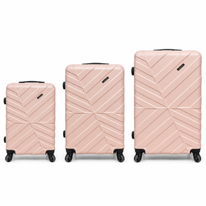 Valigia Trolley da Viaggio Rigida Personalizzata Rosa Cipria con Texture Diagonale Effetto Sunburst, Produzione OEM - Product Image 2