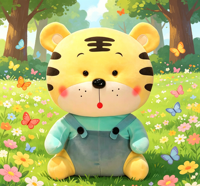 Peluche tigre de dessin animé personnalisée OEM ODM, peluche tigre douce avec salopette, logo personnalisé pour cadeau enfant et décoration intérieure