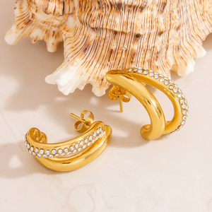 <b>Cuff</b> <b>Earrings</b> Geometric Gold Plated C Shape Women Fashion Jewelry EH11845 - Product Image 2