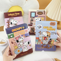 Cuaderno de Cuero PU A5 de Snoopy, Bonito Cuaderno con Hebilla Magnética de Dibujos Animados, Agenda, Libreta de Tapa Dura para Regalo de Papelería