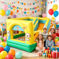 Château gonflable en PVC GOLDEN ART pour enfants, motif dessin animé, avec toboggan, piscine à balles, aire de jeux extérieure, jouet gonflable