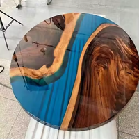Table de salle à manger en bois massif de noyer avec résine époxy, style rivière, fabrication directe d'usine de meubles Round Home Furniture