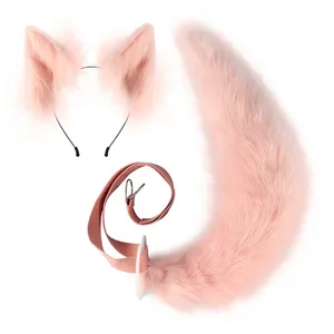 Modern Fashion comfortable Faux Fur Cat Fox Ears Headband With Tail Set Kitten Tail ears cosplay cat tail