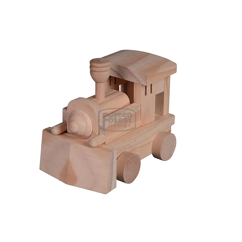 Hot Sale Pine Wooden Craft Truck Handmade Train Engine Kids DIY Toy