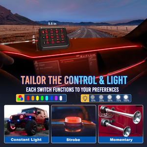 무선 RGB 12 갱 스위치 패널, 원격 제어 범위 최대 265ft 다기능 토글 순간 스트로브 회로 제어 상자 - Product Image 6