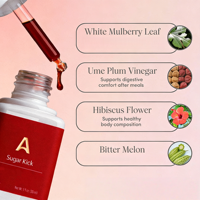 Complément Alimentaire Liquide Oral Sugar Kick : Feuille de Mûrier Blanc, Vinaigre de Prune Ume, Melon Amer pour la Gestion du Métabolisme - Naturel