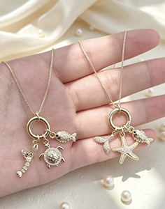 Sea Animal Pendant Necklace 18K Gold Plated Micro Insert Inlay Exquisite <b>Chain</b> Jewelry Pendant Necklace - Product Image 3