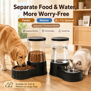 Comedero y Bebedero Automático para Perros y Gatos JP Gravity de Plástico, 8L 11L, Dispensador de Agua y Comida con Tazón Dividido, Botella para Uso Doméstico - Product Image 4