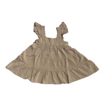 Robe d'été pour bébé fille, en coton côtelé, sans manches, à bretelles, à volants, style vintage, adorable, droite, en dentelle