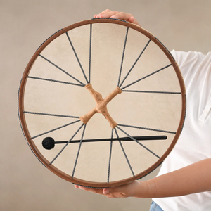 SUCCESS Tambores Chamánicos Redondos de Madera Hechos a Mano de Alta Calidad, Personalizados, de 40-60 cm, Ecológicos, con <span class=keywords><strong>Cuero</strong></span> - Product Image 2