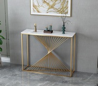 Table console moderne de luxe noire en acier inoxydable Mobilier de salon et de chambre à coucher avec base de table élégante pour usage domestique