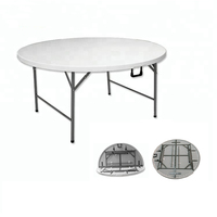 Table ronde pliable en plastique HDPE de 152 cm (5 pieds) pour le camping en plein air et les repas dans le jardin