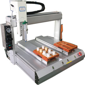 Machine de distribution de colle automatique à 4 axes BBA Desktop Dual Platform avec seringue rotative, robot de distribution de colle - Product Image 1