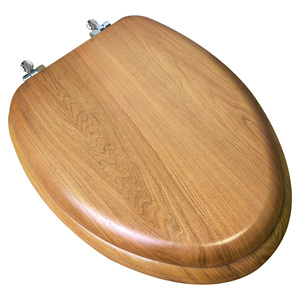 Siège de toilette en bois moulé avec placage en bois massif, charnière métallique durable, rond/allongé, fabriqué en Chine - Product Image 3