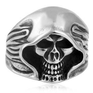 Skull <b>Ring</b> Men's Stainless Steel Silver Geometric Skeleton Design Punk Jewelry Gift 213045 - Product Image 5