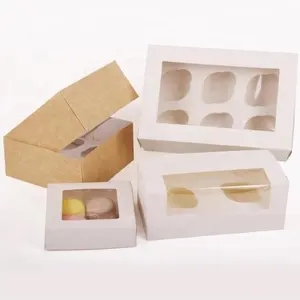 Muffin pastry containers cupcake box high quality new design cup cake paper packaging customized size and logo